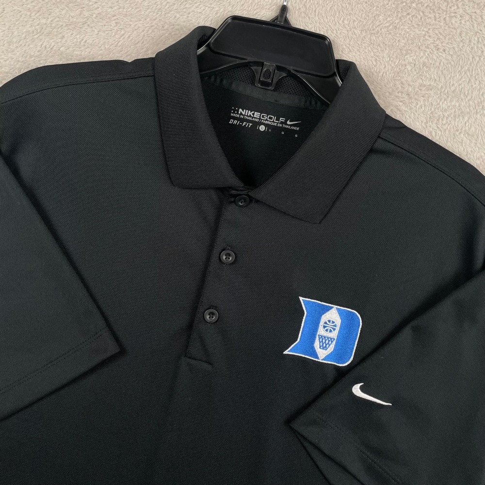 Nike Polo Shirt Mens Large Black Duke Blue Devils College Dri-Fit NCAA